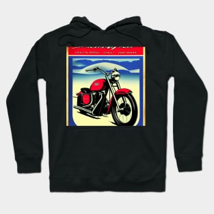 80s Vintage Red Motorcycle Poster Hoodie